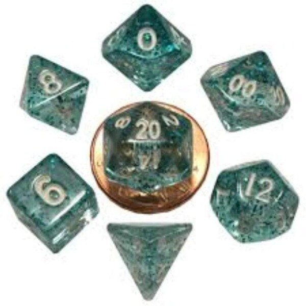 Mini Polyhedral Dice Set - Ethereal Light Blue New