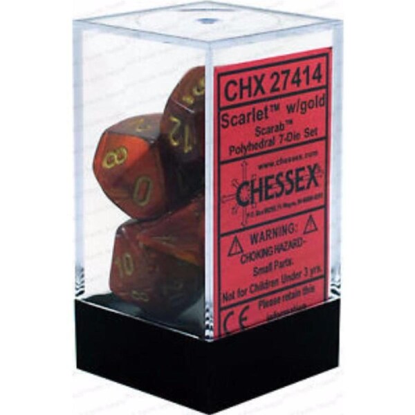 Chessex Polyhedral Dice - 7D Set - Scarab Scarlet/Gold