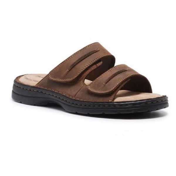 Hush Puppies Slider Mens Leather Adjustable Strap Sandals Slippers Shoes - Brown 6 UK