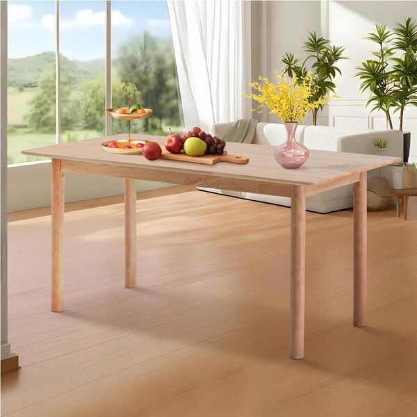 ACA 140cm Rectangle Wooden Dining Table Natural Wood For Home Kitchen Restaurant Cafe