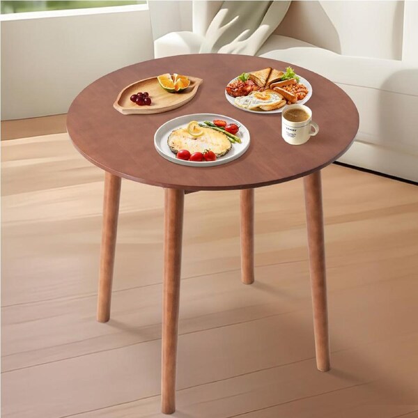 ACA Round Wooden Dining Table 100cm for Home Kitchen Cafe -Walnut