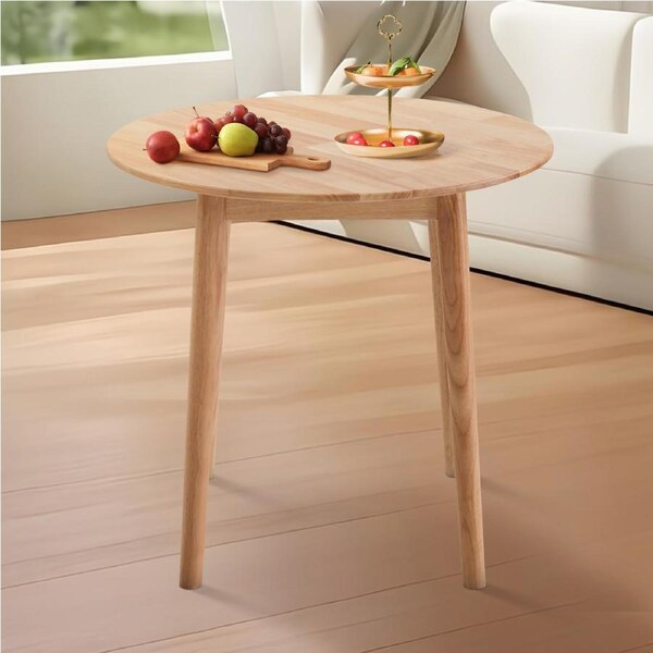 ACA Round Wooden Dining Table 100cm for Home Kitchen Cafe -Natural Wood