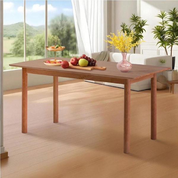 ACA 140cm Rectangle Wooden Dining Table Walnut For Home Kitchen Restaurant Cafe
