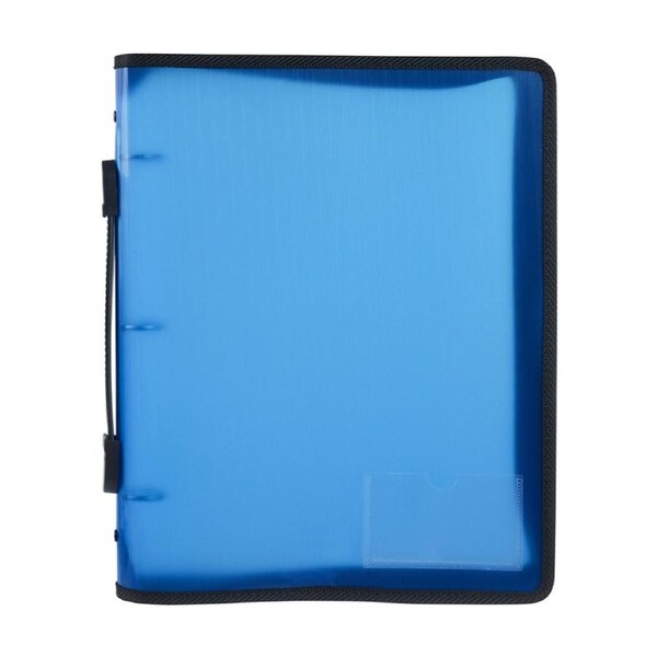 Marbig A4 File Zipper 3 O-Ring Binder w/ Handle 25mm Document Organiser Blue