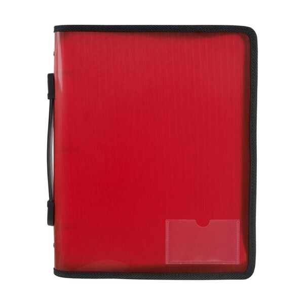Marbig A4 File Zipper 3 O-Ring Binder w/ Handle 25mm Document Organiser Red