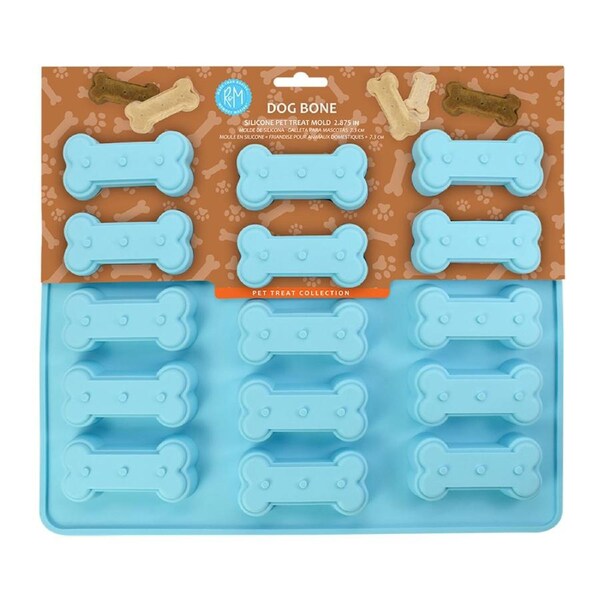 R&M Silicone 15-Individual Cup Dog Bone Mould Home/Kitchen Bakeware 7cm Blue