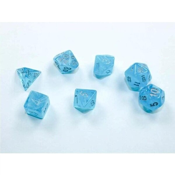 Dice - Chessex 7 Polyhedrals - Luminary Mini-hedral Sky/Silver Set