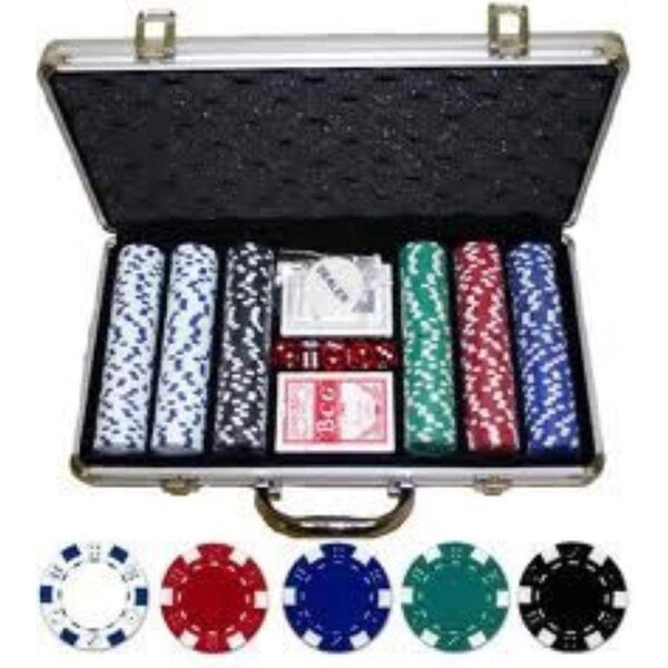 Poker Chips - 300 Blank in Silver Case 11.5gm