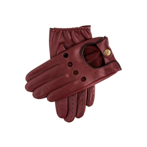 Dents Delta Mens Classic Leather Driving Gloves - Wine/Black Small
