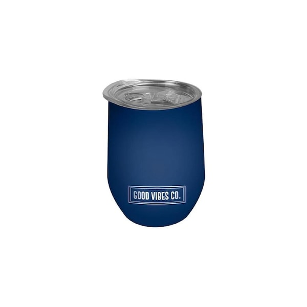 Good Vibes Outdoor Wine Tumbler Double Walled Stainless Steel 295ml Indigo