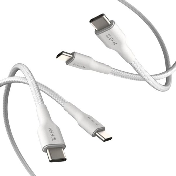 EFM USB-C Braided Cable Twin Pack - 1M - With 60W Power Throughput [EFCAT1C932WHI]