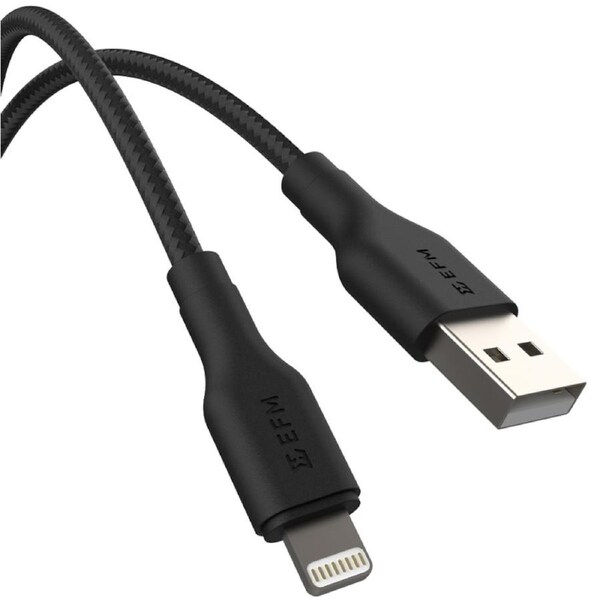 EFM 2m USB-A to Lightning Braided Power and Data Cable MFI Certified - Black [EFCAS2U993BLA]