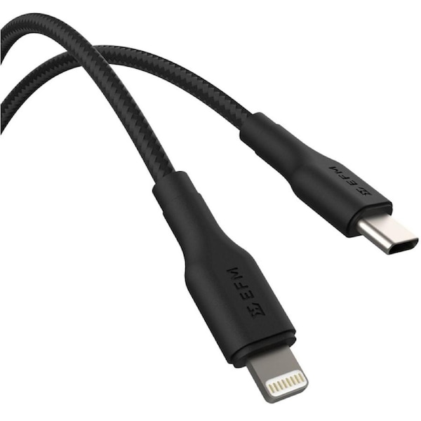 [EFCAS1U991BLA] EFM 1m USB-C to Lightning Braided Power and Data Cable MFI Certified - Black
