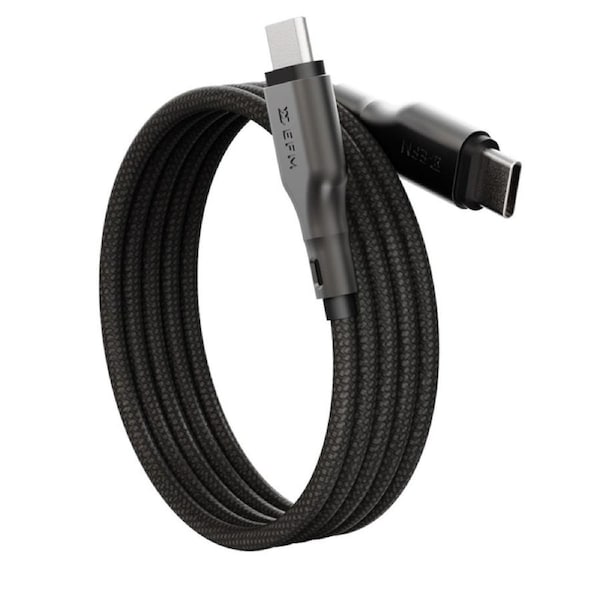 EFM 1m Mag-Coil USB-C Cable, Magnetic Self-Coiling Cable Management, Black [EFCMP1U990BLA]