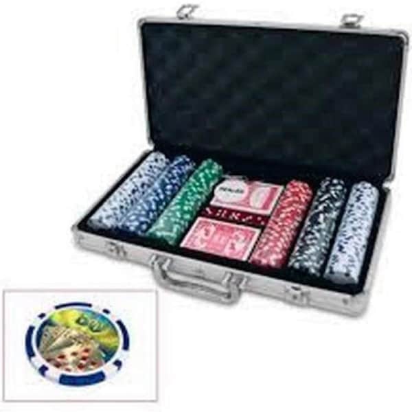 Poker Chips - 300 with Denominations in Silver Case 11.5gm