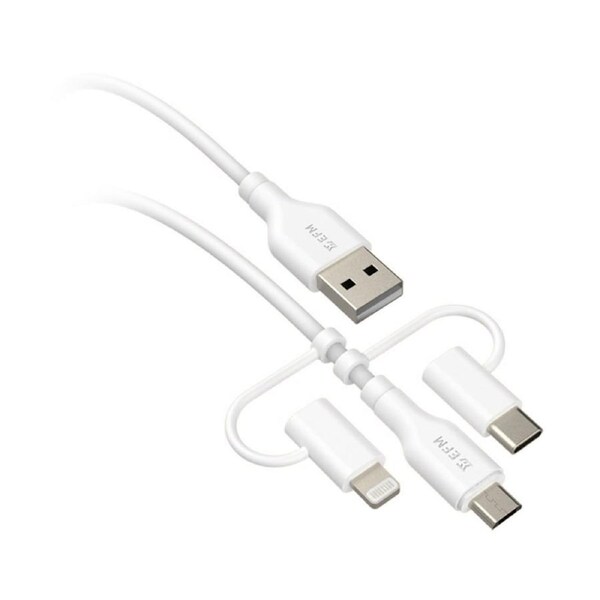 EFM USB-A 3-in-1 Cable - Universal Application with 2M Length [EFCASAE900WHI]