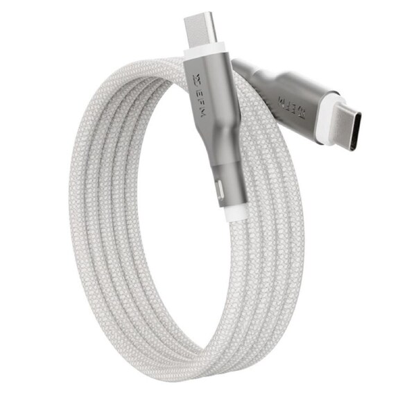 EFM 1m Mag-Coil USB-C Cable, Magnetic Self-Coiling Cable Management, White [EFCMP1U990WHI]
