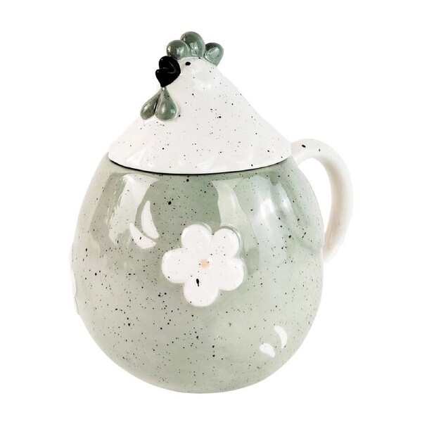 Urban Country Chicken 15cm Ceramic Mug w/ Lid Hot Coffee/Tea Drinkware Sage