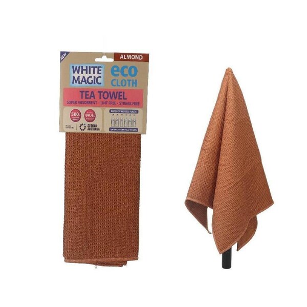 White Magic Microfibre 70x50cm Eco Cloth Tea Towel Single Cleaning/Drying Almond