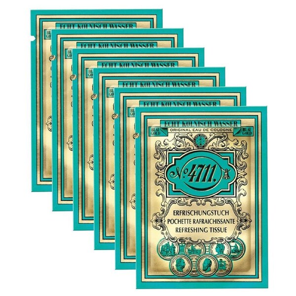 6x 10pc Mulhens 4711 Original Eau De Cologne Travel Refreshing Tissues Boxed EDC