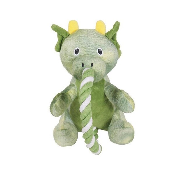 Rosewood 21cm Rope Dragon Soft Plush Pet Dog Interactive Squeaker Toy Green