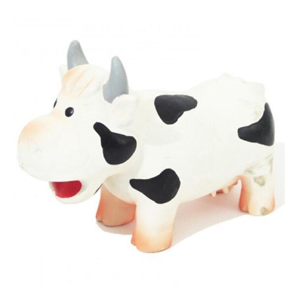 Rosewood Grunter Latex Cow Pet Dog Interactive Chew Fetch Training Toy White