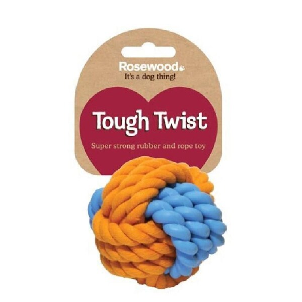 Rosewood Rubber & Rope Ball Pet Dog Interactive Fun Play Toy Small Assorted