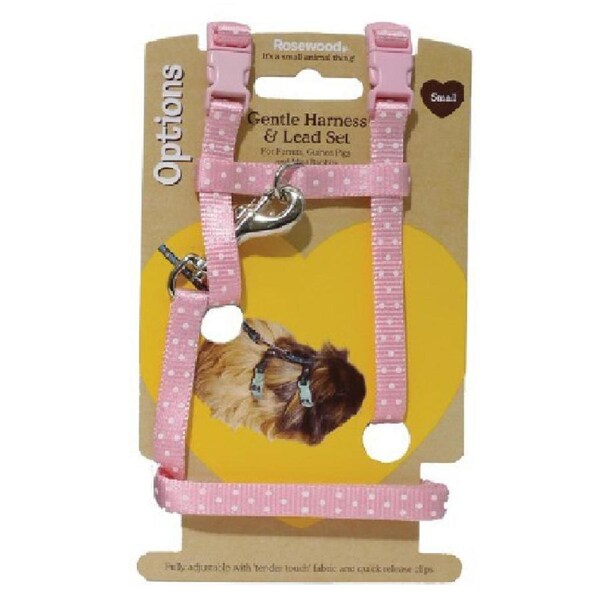 Rosewood Polka Dot N:19-30cm/C:25-41cm Rabbit Small Pet Harness & Lead Lrg Asst