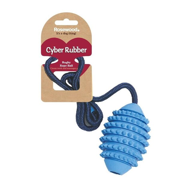 Rosewood 70cm Rugby Ball/Rope Pet Dog Non-Toxic Training Toy Medium Assorted