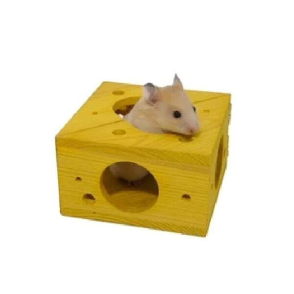 Rosewood Cheese Sleep 'n' Play Hamster/Gerbils Pet Chew/Gnaw Activity Toy Yellow