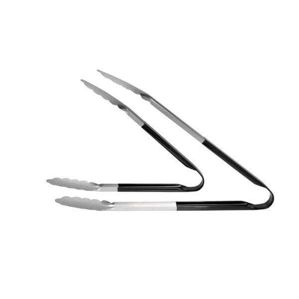 2pc Cuisena 24/30cm Stainless Steel Utility Tongs Set BBQ Cooking Utensil Black