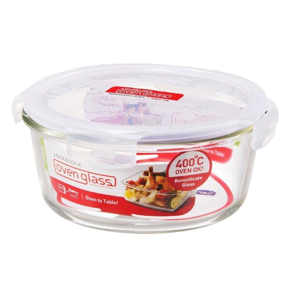 Locknlock 950ml Euro Round Borosilicate Glass Food Container Storage w/ Lid CLR
