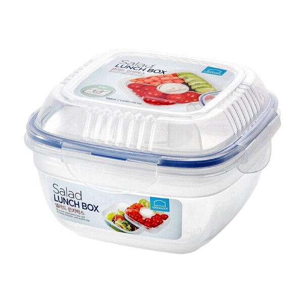 Locknlock 950ml Classic Special Salad Stackable Food Lunch Box w/ Divider Clear