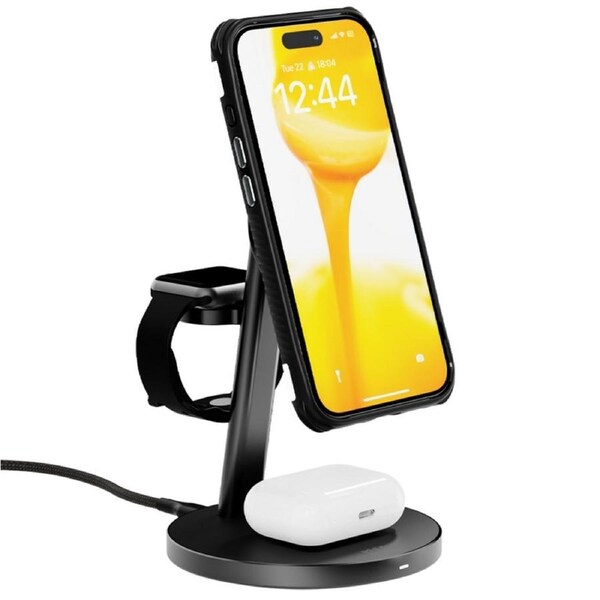 [EFWTRIU933BLA] EFM Qi2 Trio Wireless Charge Stand - With 30W Power Supply and 1.2M Cable