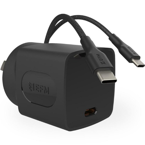 EFM 35W Wall Charger - With 1.2M Type-C Braided Type-C Cable - Black [EFPW35U934BLA]