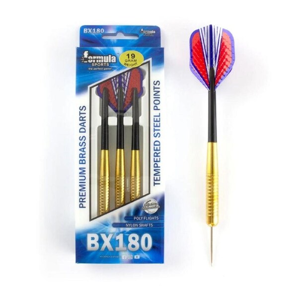12pc Formula Sports BX180 Premium 19g Brass Barrel Darts Tempered Steel Tip