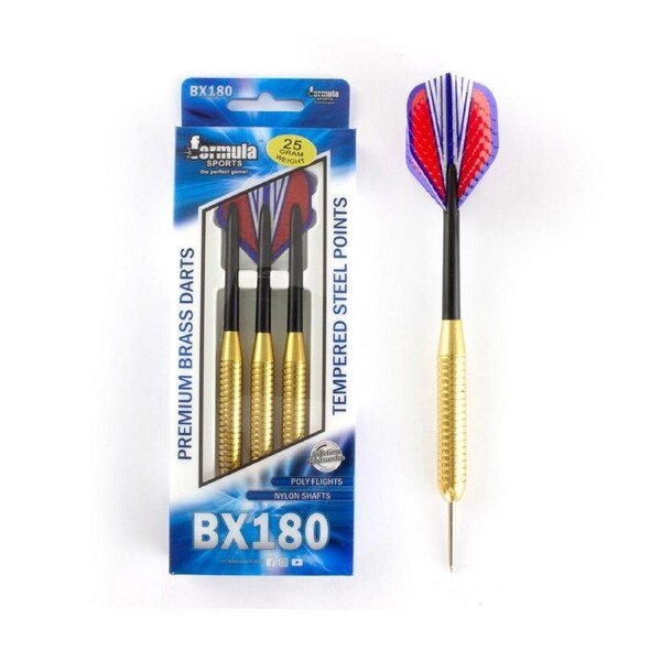 12pc Formula Sports BX180 Premium 28g Brass Barrel Darts Tempered Steel Tip