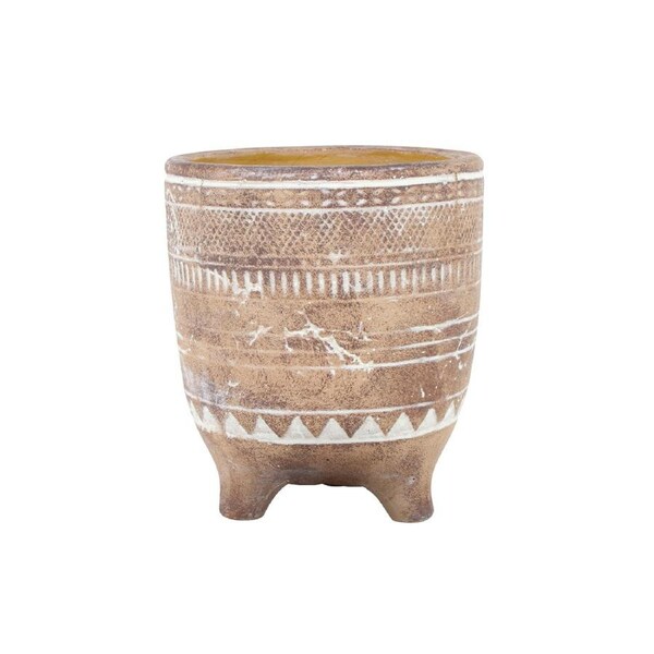 Maine and Crawford 25cm Baker Cement Pot w/Legs Home/Garden Decor Terracotta