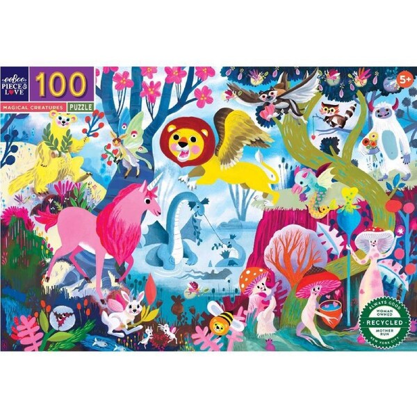 100pc eeBoo Jigsaw Puzzle Magical Creatures 45x68cm Educational Game 5y+