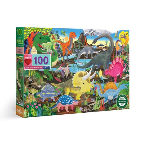 100pc eeBoo Jigsaw Puzzle Land of Dinosaurs 45x68cm Educational Game 5y+