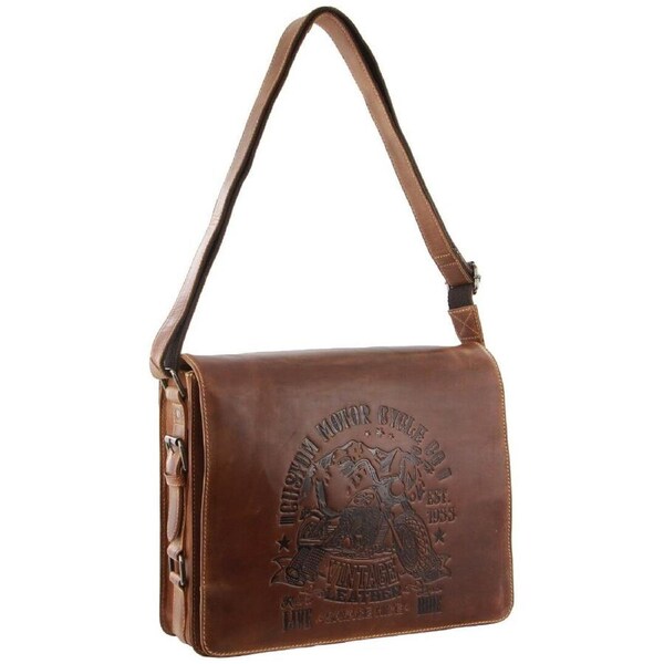 Billy The Kid Mens Genuine Leather Shoulder Bag Western in Cognac
