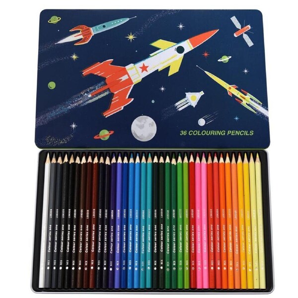36pc Rex London Colouring Pencils School Drawing Stationery 3y+ Space Age