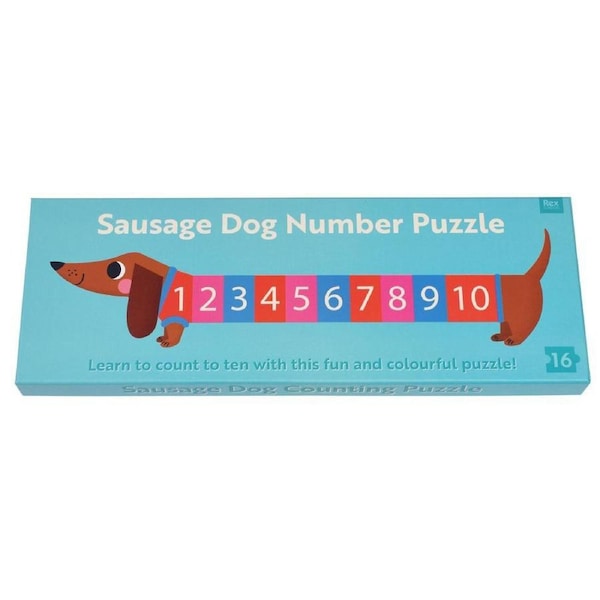 16pc Rex London 95x25cm Sausage Dog Number Jigsaw Floor Puzzle Kids Game 3y+