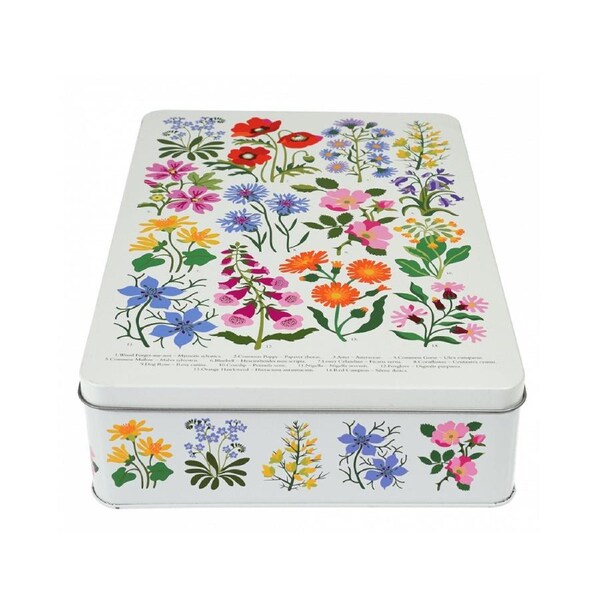 Rex London Biscuit Tin Kitchen Food Storage Can 19x27cm Rect Wild Flowers