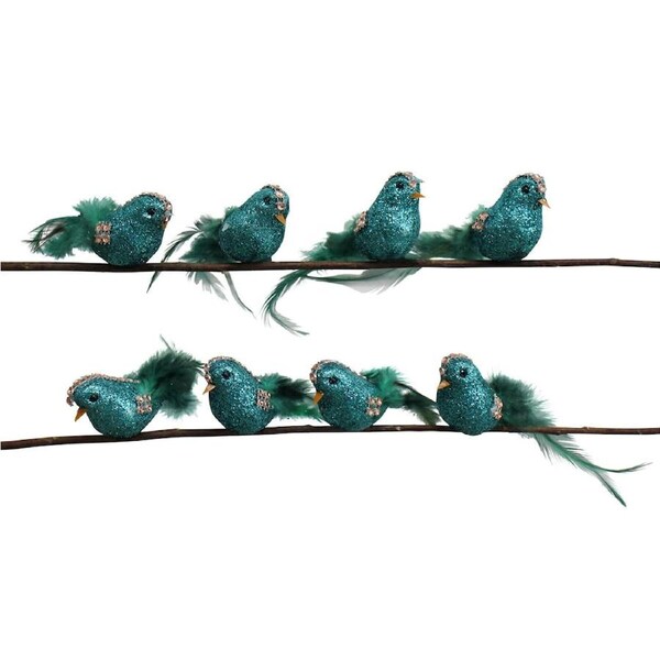 8pc LVD Clip Birds Laguna Home Christmas Tree Ornament Display Decor 14cm