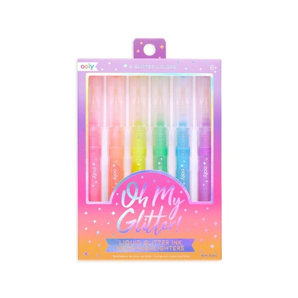 6pc Ooly Kids Oh My Glitter Highlighter Marker Pen Drawing Stationery Set 6+