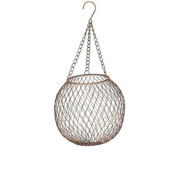 Hanging 17cm Ball Metal Mesh w/ Hook Planter Garden Yard/Patio Decor Medium BRN