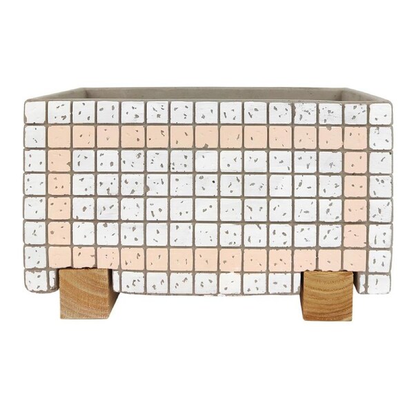 Urban Brix Rectangular 26cm Concrete Planter Flower/Plant Pot Decor White/Pink