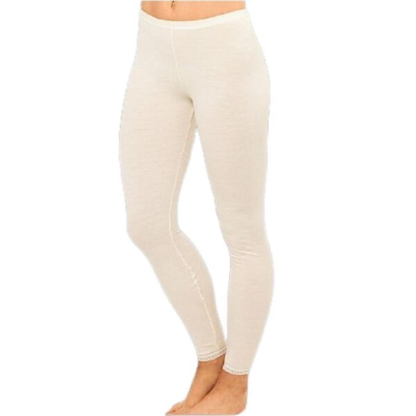 Ladies Merino Wool Blend Long John Janes Thermal Pants Underwear - Natural Large (16)
