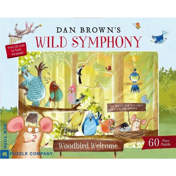 60pc New York Puzzle Company Dan Brown Puzzle 48.3x33cm Woodbird Welcome 4+